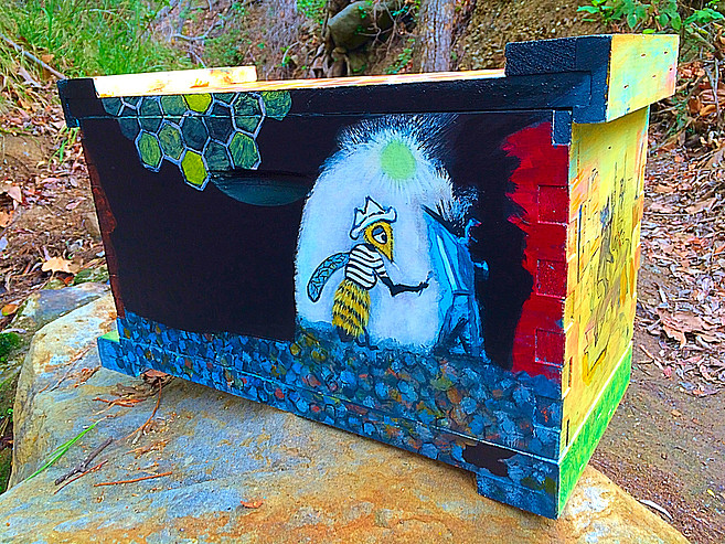 Beecasso original abstract landscape bee box