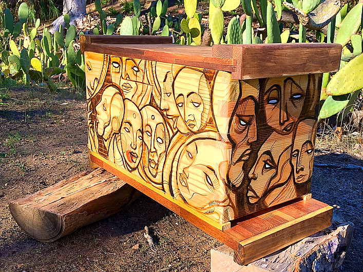 Beecasso original hand-painted bee box