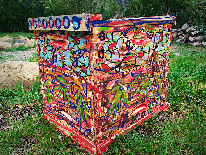 Beecasso bee box landscape painting